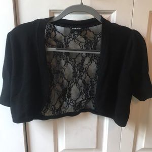 Black lace shrug crop sweater